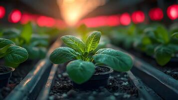 futuristic farm using biotechnology to enhance plant genetics photo
