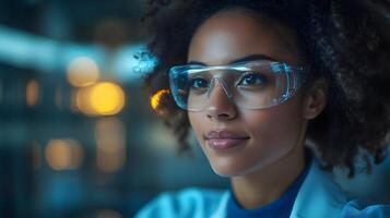 A group of scientists collaborating with AI-driven research assistants photo