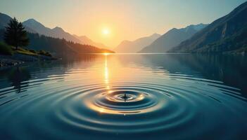 A ripple in the water at sunset photo
