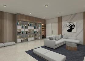 3D rendering of a modern, semi-open accessory display cabinet for living room or lobby interior design photo