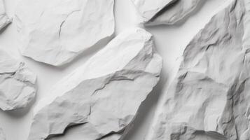 A white wall with many large rocks photo