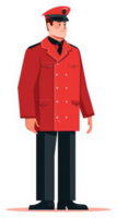 A security guard in a red uniform, standing at attention. png