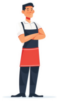 A confident worker in a restaurant uniform, ready to serve. png
