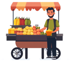 A street vendor showcasing a colorful array of fresh fruits and vegetables. png