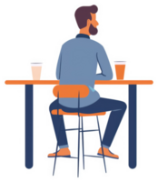 A man sits at a bar table, enjoying drinks. png