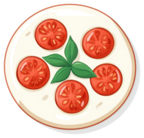 Sliced tomatoes with basil on a plate. png