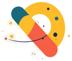 A vibrant abstract design with overlapping shapes and colors. png