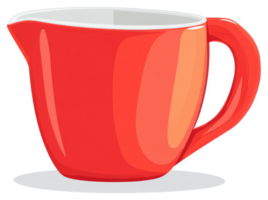 A vibrant red ceramic pitcher with a handle. png