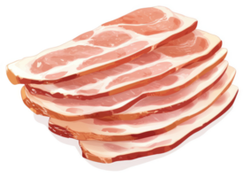 A stack of sliced bacon, ready to be cooked. png