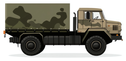 A military truck with a camouflage design. png