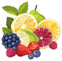 uma colorida matriz do citrino frutas, bagas, e de outros delicioso frutas. png