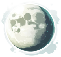 A stylized illustration of a crescent moon with textured surface. png