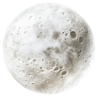A detailed depiction of the moon's surface with craters and a hazy atmosphere. png
