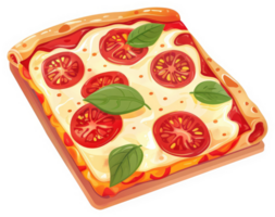 A close-up illustration of a delicious slice of pizza. png
