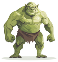 A fierce, cartoonish illustration of a powerful orc. png
