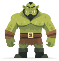 A fierce green orc with menacing teeth and powerful physique. png