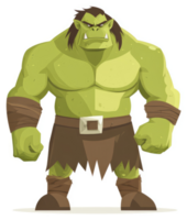 A fierce and formidable green ogre with a menacing expression. png