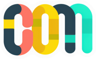 A colorful and stylized representation of the internet domain com. png