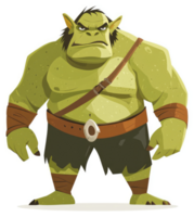 A fierce and formidable green ogre stands ready for battle. png