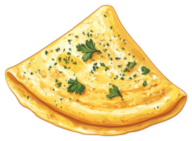 A delicious slice of savory egg omelet with parsley garnish. png