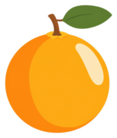 A vibrant illustration of an orange fruit with a leaf. png