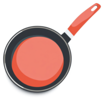 A simple illustration of a red-handled frying pan. png