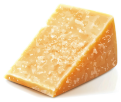 A close-up of a wedge of aged parmesan cheese. png