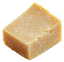 A close-up view of a piece of aged parmesan cheese. png