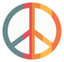 A vibrant peace symbol with colorful, striped design elements. png