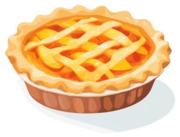 A delicious peach pie with a lattice top. png