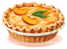 A delectable peach pie with flaky crust and fresh peaches. png