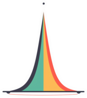 A colorful, tapered graphic design with a pointed apex. png