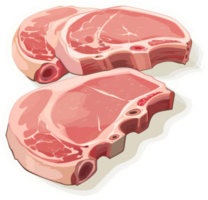 Two slices of raw pork chops with visible bone. png