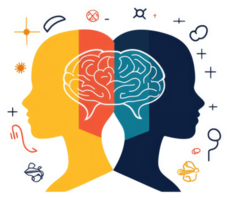 A visual representation of the duality of the human brain and its contrasting functions. png