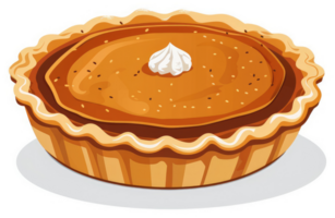 uma dourado Castanho abóbora torta com uma montão do açoitado creme. png