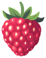 uma vibrante ilustração do uma framboesa com verde folhas. png