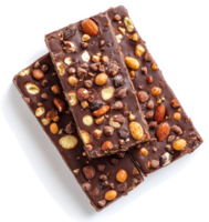 Layers of decadent dark chocolate with a medley of nuts and candies. png
