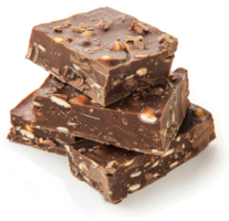Stack of rich dark chocolate with crunchy nuts and seeds. png