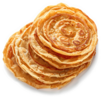 Stack of golden brown, thin flatbreads. png