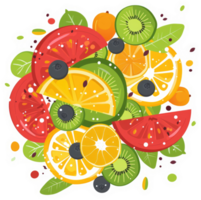 uma vibrante exibição do fatiado frutas dentro uma colorida composição. png