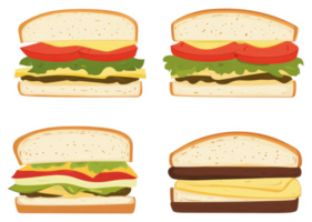 Four different sandwich variations with various fillings. png