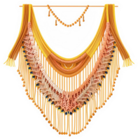 A vibrant, layered necklace with gradient colors and intricate knotwork. png