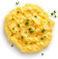 Scrumptious scrambled eggs topped with fresh herbs and spices. png