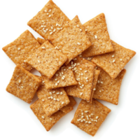 Square crackers with sesame seeds and seasoning. png