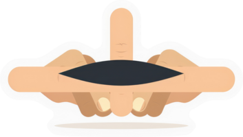 Illustration of a finger being pressed between two hands. png