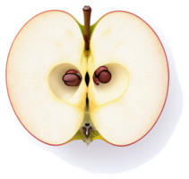 A cross-section of a crisp, juicy red apple showcasing its core. png