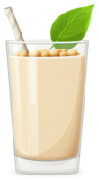 A refreshing glass of soy milk smoothie with a straw. png
