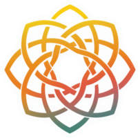 A vibrant, intricate celtic knot design with a gradient color scheme. png