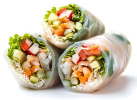 Fresh spring rolls filled with assorted vegetables and shrimp. png