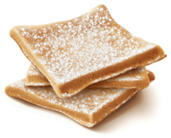 Stack of sugared pastries dusted with powdered sugar. png